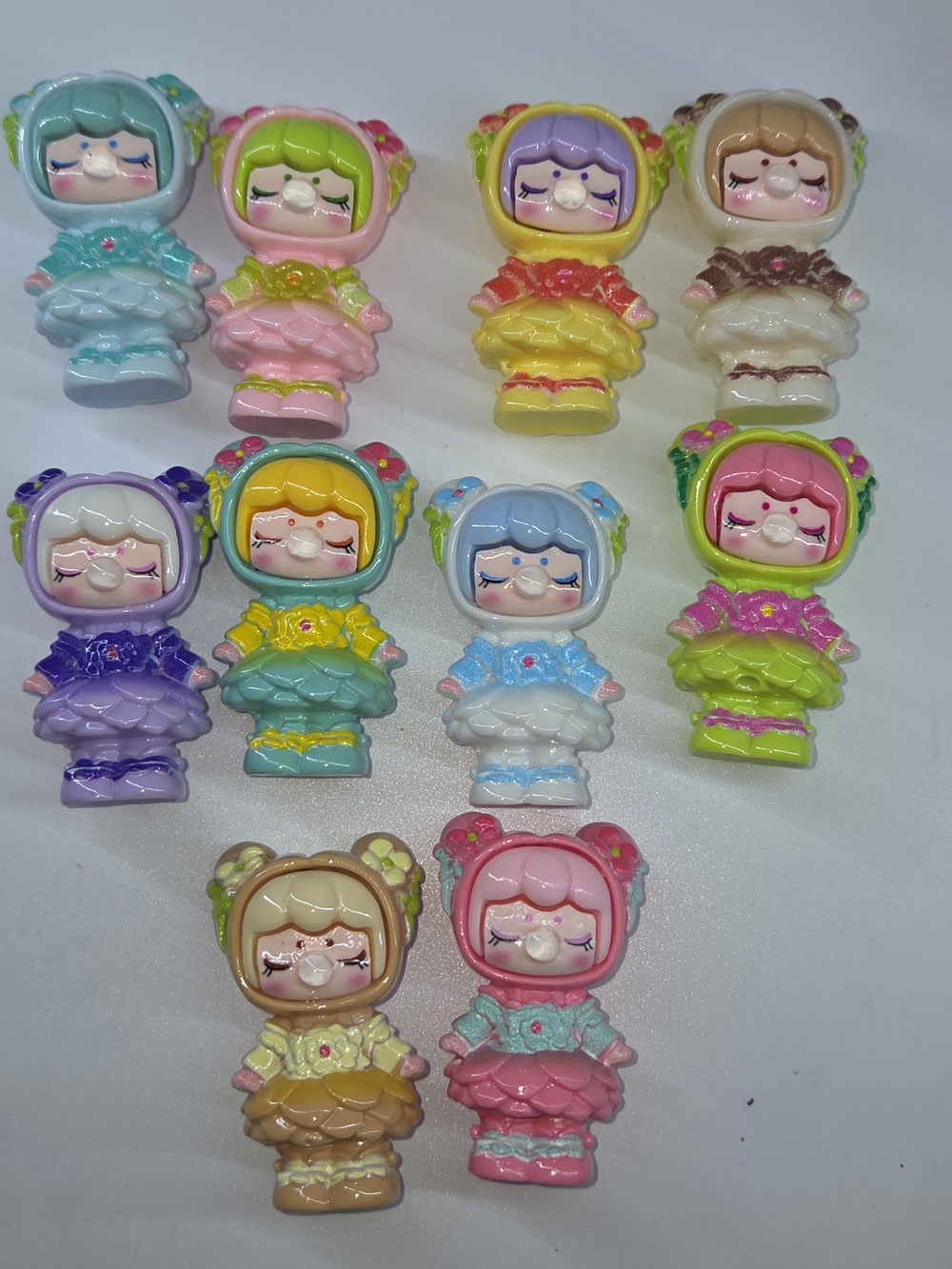 Cute Skull Panda Figure Pack - Pastel Multicolor Geeat For Diy Projects.